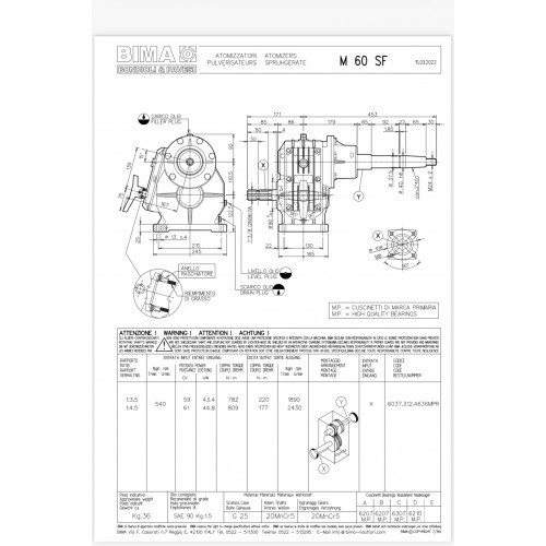 Turbo İlaçlama Makinası İtalyan Bima M60 Şanzıman 